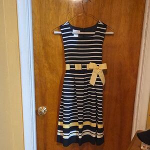 Bonnie Jean Navy and Yellow Striped Dress